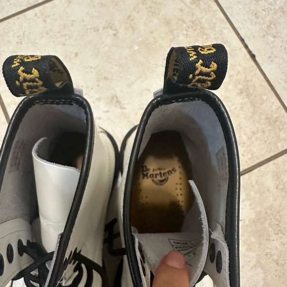 Dr. Martens White Boots with Black and Yellow Accents - Picture 4 of 8